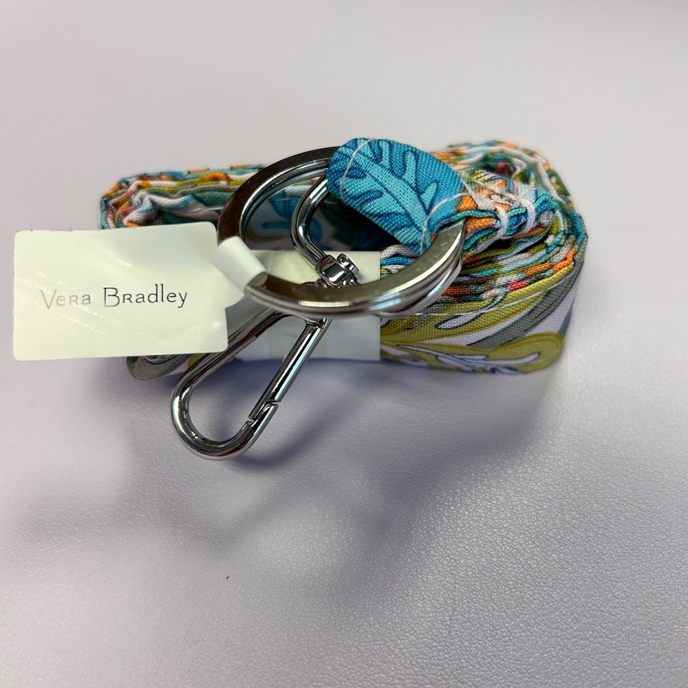 Vera Bradley Wide Lanyard Floral Paisley Multicolor Cotton Key ID Holder NWT